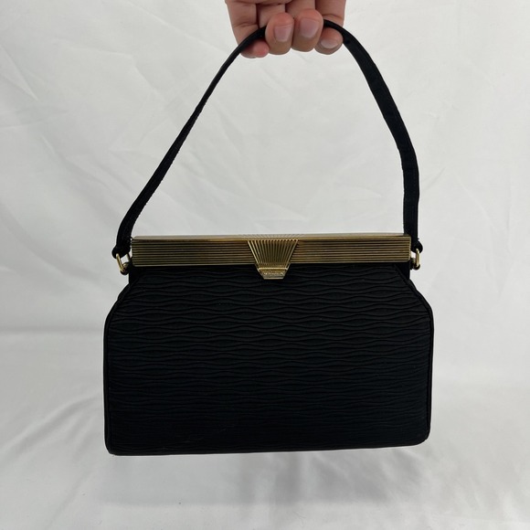 Meyers Made in USA 1960's Handbag Vintage Hard Shell Gold Hardware With Coin Bag - Picture 1 of 14